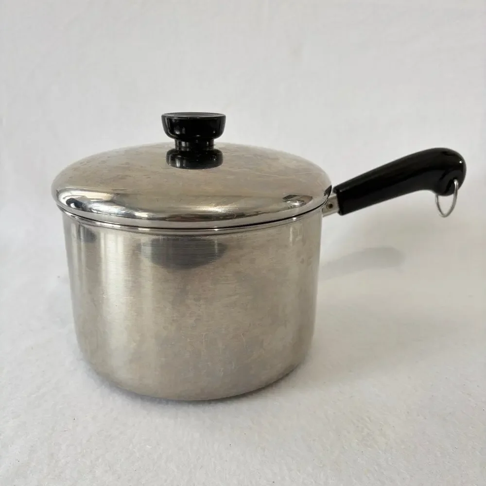 Revere Ware 1 QT Saucepan Pot & Lid Clinton 97C Aluminum Disc Bottom Stainless